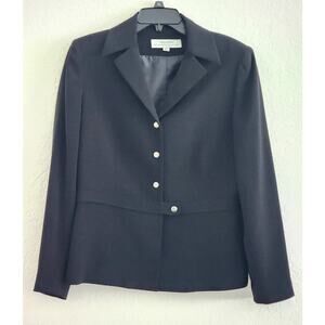 Jacket/Blazer-Tahari-Black-Silver Buttons-Attached Waist Band-Lined-Size 10